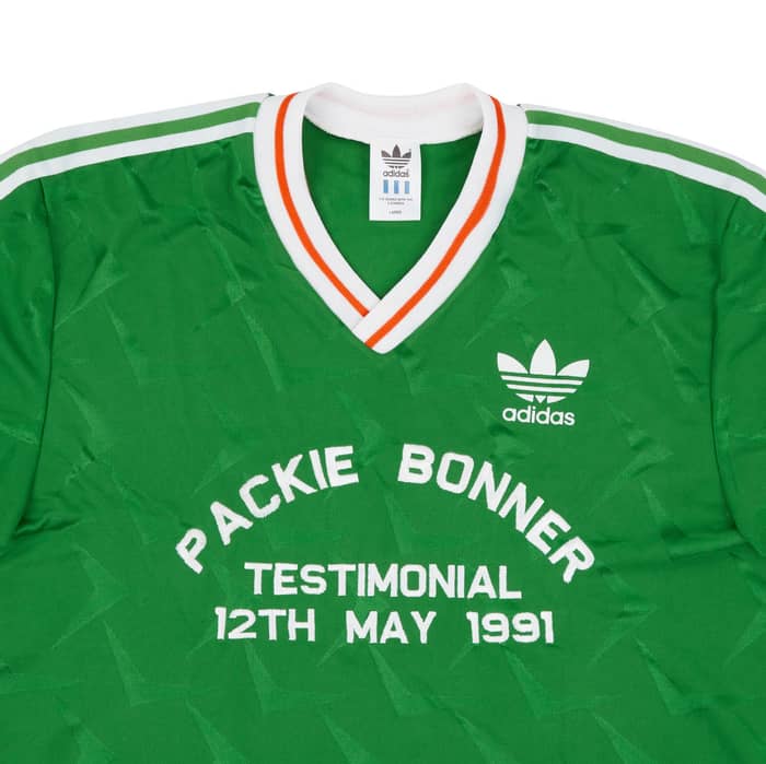 1991 Ireland Player Issue Packie Bonner Testimonial Home Shirt