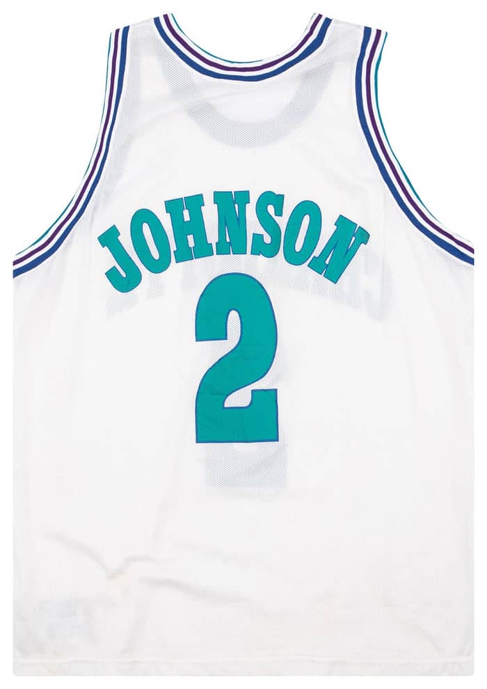 1991-95 Charlotte Hornets Johnson #2 Champion Jersey (Home) XL