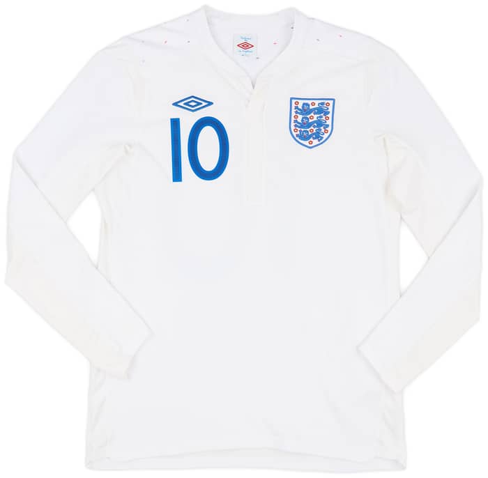 2010-11 England Home L/S Shirt Rooney #10 - 8/10 - (M)