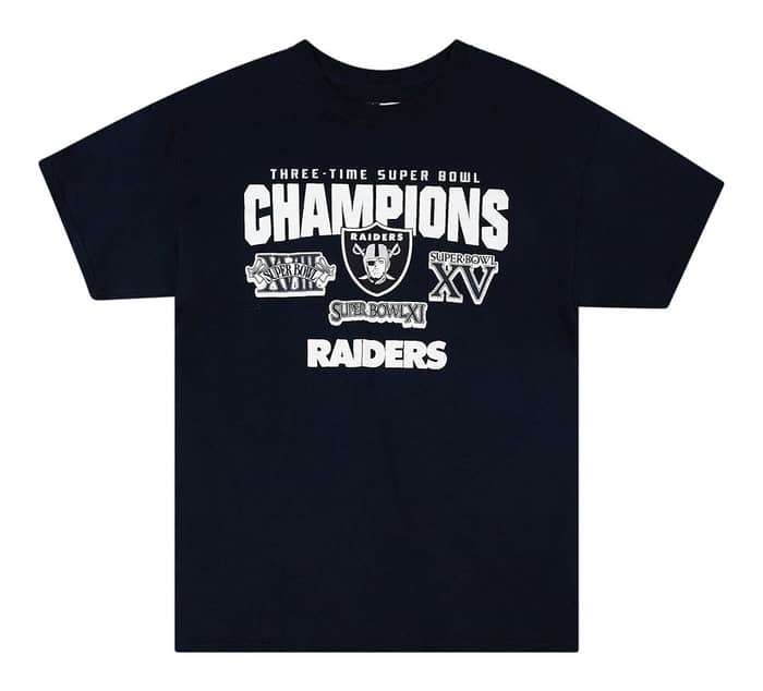2010s Oakland Raiders Three-Time Super Bowl Champions Graphic Tee L