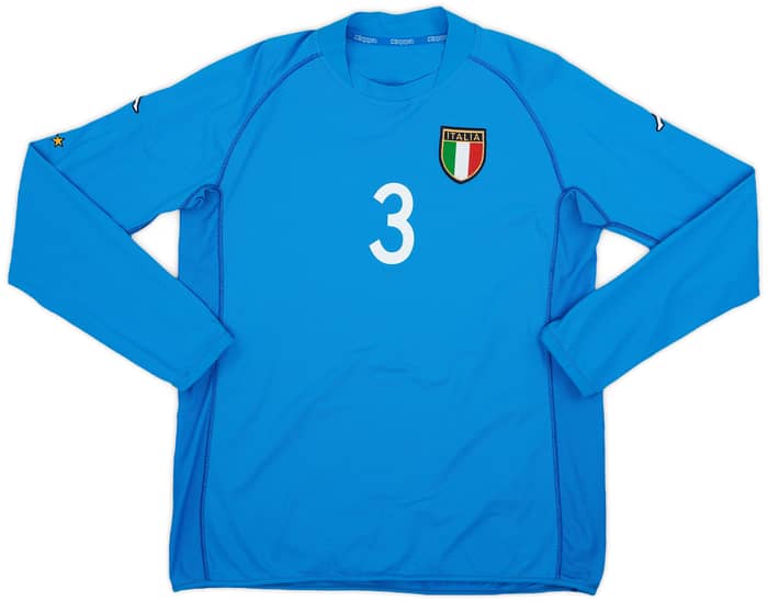 2002 Italy Home L/S Shirt Maldini #3 - 8/10 - (XXL)