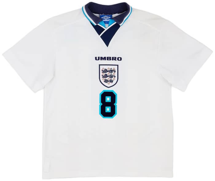 1995-97 England Home Shirt Gascoigne #8 - 7/10 - (M)