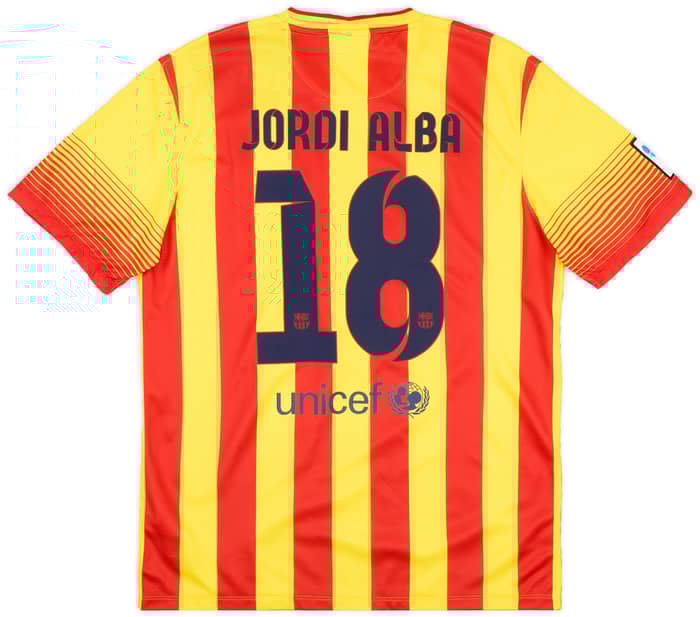 2013-14 Barcelona Away Shirt Jordi Alba #18 (L)