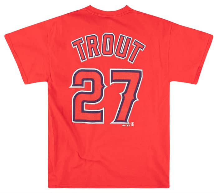 2014 LA Angels Trout #27 Majestic Tee L