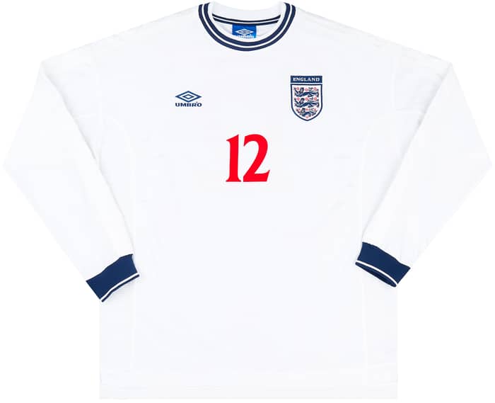 1999-01 England Home L/S Shirt Southgate #12 - 8/10 - (XXL)
