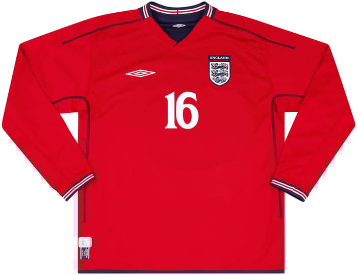 2002-04 England Away L/S Shirt Southgate #16 - 8/10 - (XXL)