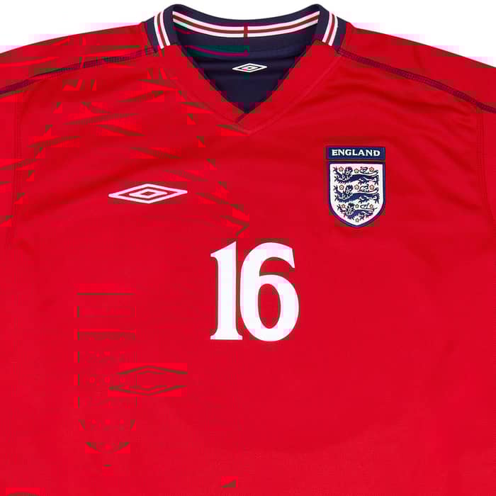 2002-04 England Away L/S Shirt Southgate #16 - 8/10 - (XXL)