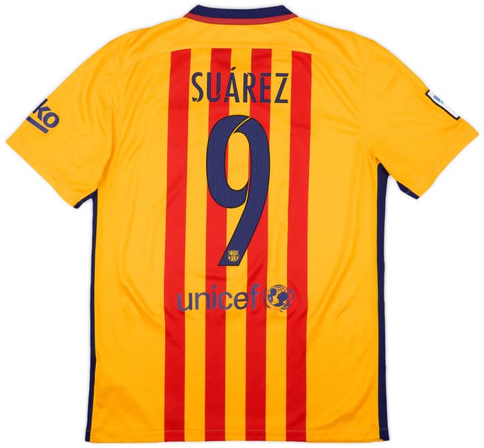 2015-16 Barcelona Away Shirt Suarez #9 - 5/10 - (M)