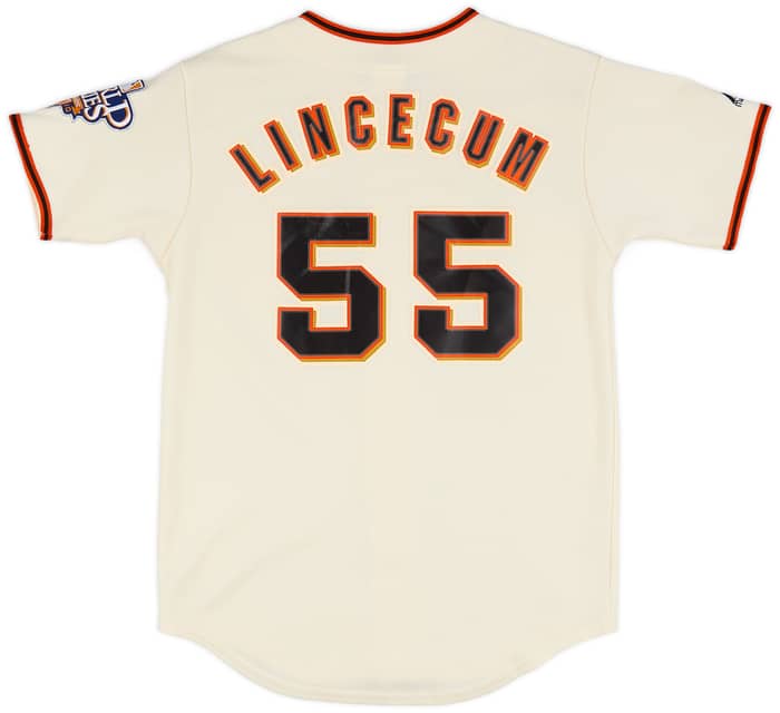 2010 San Francisco Giants Lincecum #55 Majestic Home Jersey - 8/10 - (L.Boys)