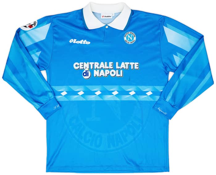 1996-97 Napoli Match Worn Home L/S Shirt Caccia #18