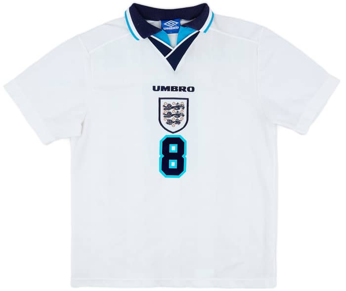 1995-97 England Home Shirt Gascoigne #8 - 8/10 - (L)