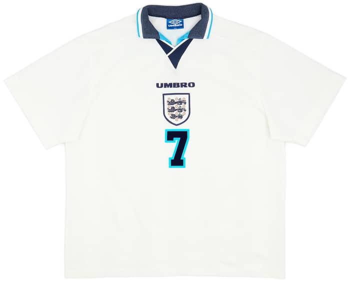 1995-97 England Home Shirt Beckham #7 - 5/10 - (XXL)