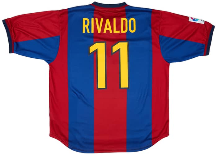 1998-00 Barcelona Home Shirt Rivaldo #11 - 8/10 - (XL)