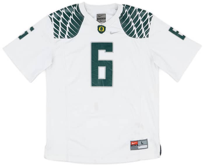 2012-13 Oregon Ducks Thomas #6 Nike Away Jersey - 6/10 - (L.Boys)
