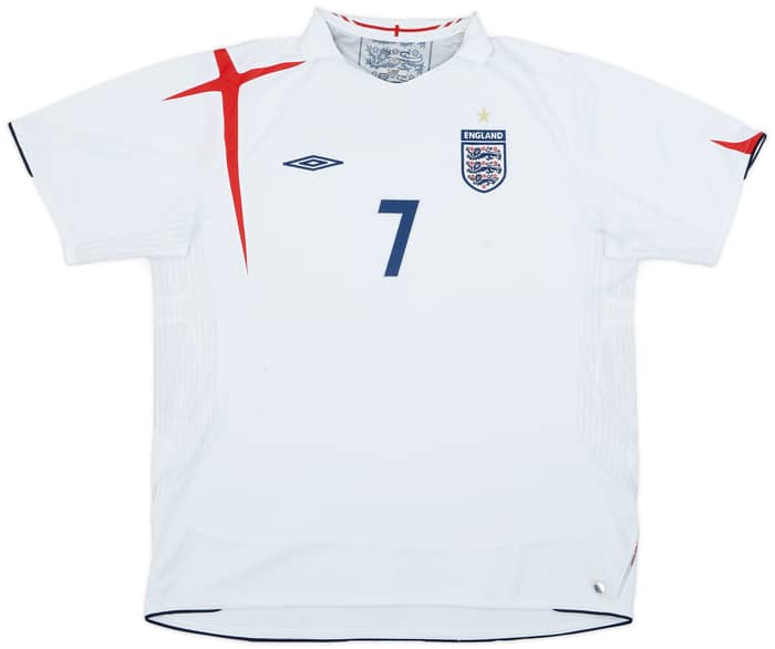 2005-07 England Home Shirt Beckham #7 - 9/10 - (XXL)