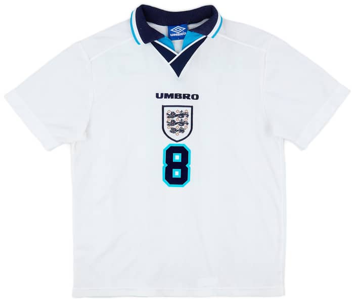 1995-97 England Home Shirt Gascoigne #8 - 8/10 - (L)