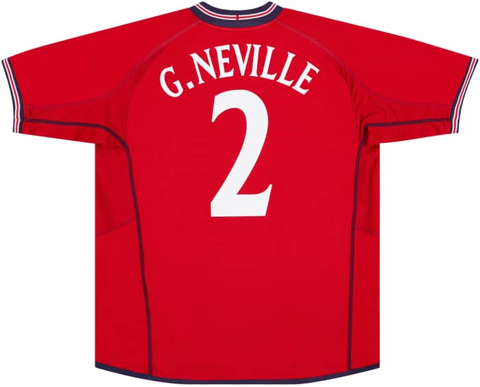 2002-04 England Away Shirt G.Neville #2 - 7/10