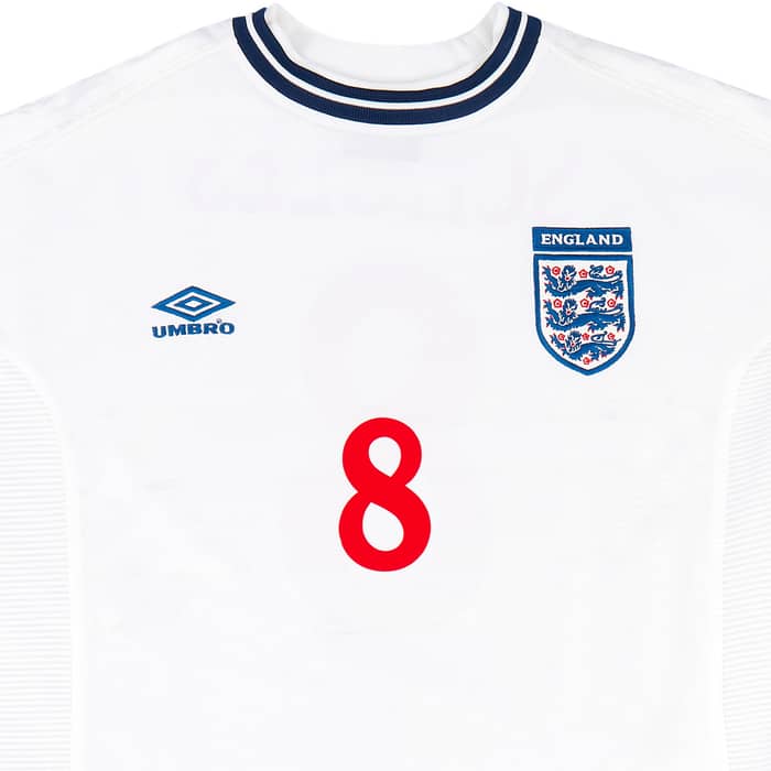 1999-01 England Home Shirt Scholes #8 - 9/10