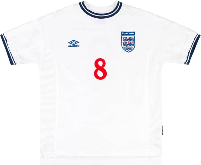 1999-01 England Home Shirt Scholes #8 - 9/10