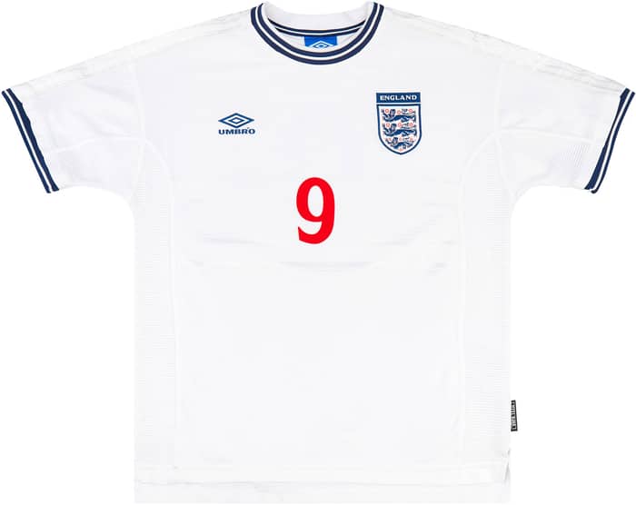 1999-01 England Home Shirt Shearer #9 - 8/10