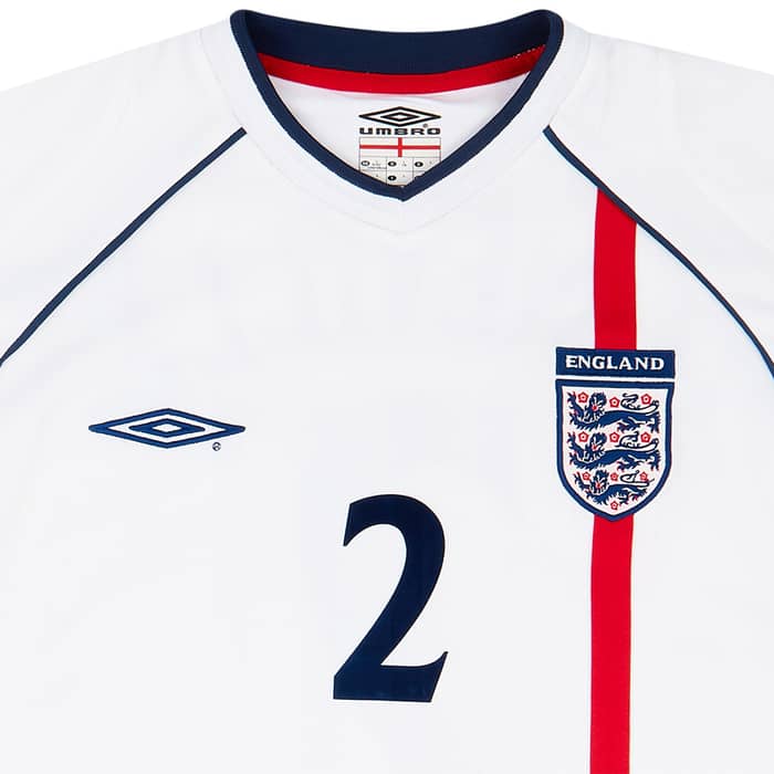 2001-03 England Home Shirt G.Neville #2 - 7/10