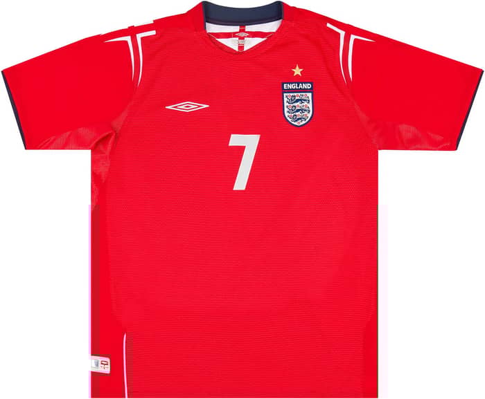 2004-06 England Away Shirt Beckham #7 - 8/10