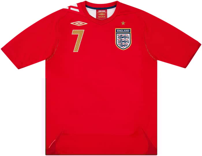 2006-08 England Away Shirt Beckham #7 - 9/10