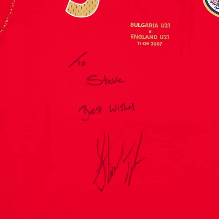 2007 England U21 Match Worn Signed Away Shirt S.Taylor #5 (v Bulgaria)