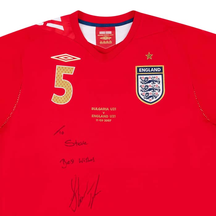2007 England U21 Match Worn Signed Away Shirt S.Taylor #5 (v Bulgaria)