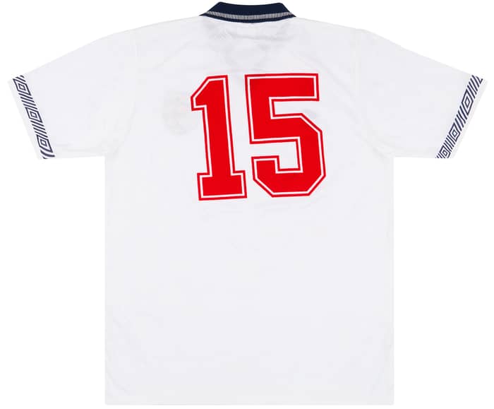 1991 England Match Issue Home Shirt #15 (Clough) v Germany