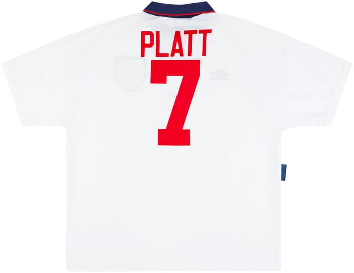 1993-95 England Home Shirt Platt #7 - 8/10 - (XL)