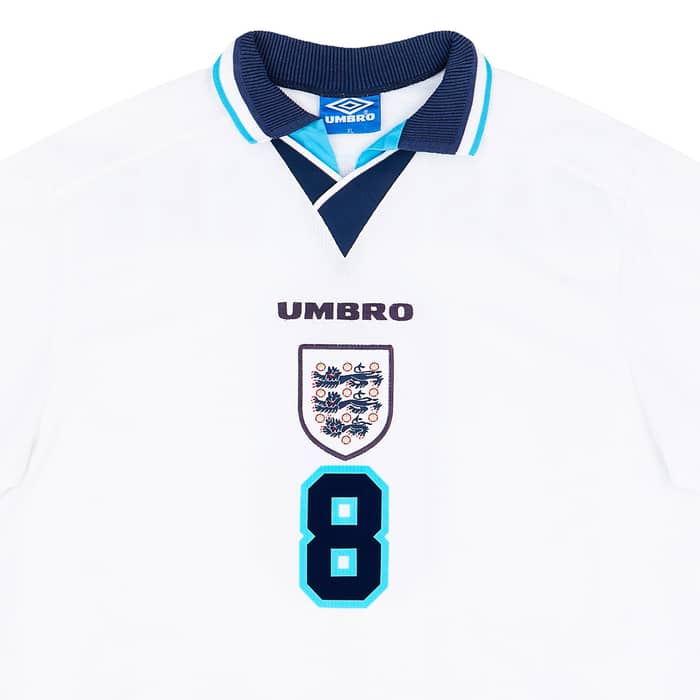 1995-97 England Home Shirt Gascoigne #8 - 6/10 - (XL)