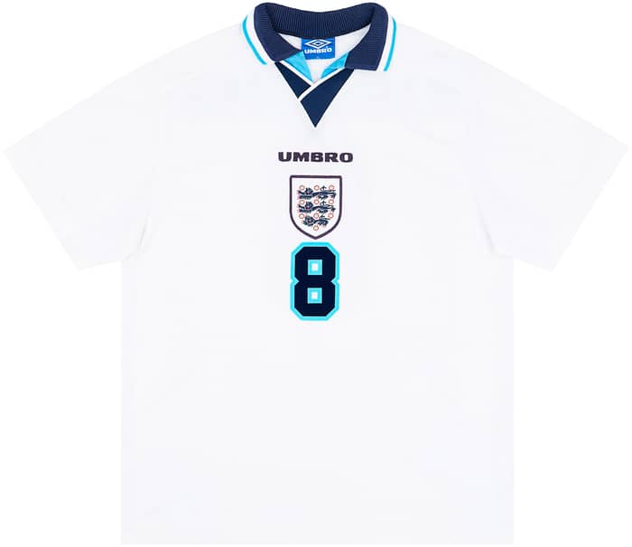 1995-97 England Home Shirt Gascoigne #8 - 6/10 - (XL)