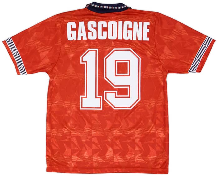 1990-93 England Away Shirt Gascoigne #19 - 9/10 - (S)