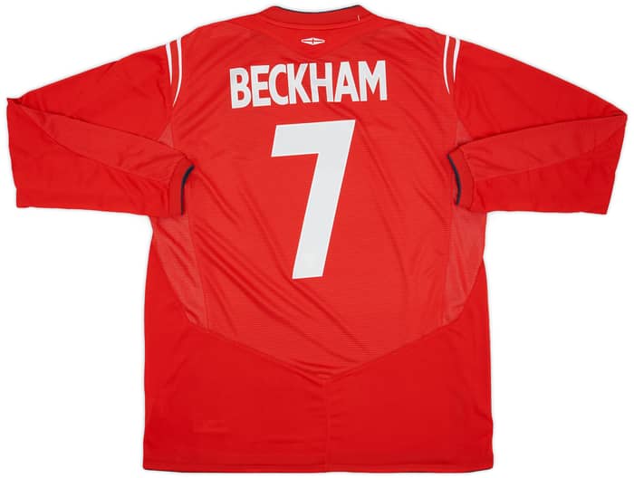2004-06 England Away L/S Shirt Beckham #7 (XL)