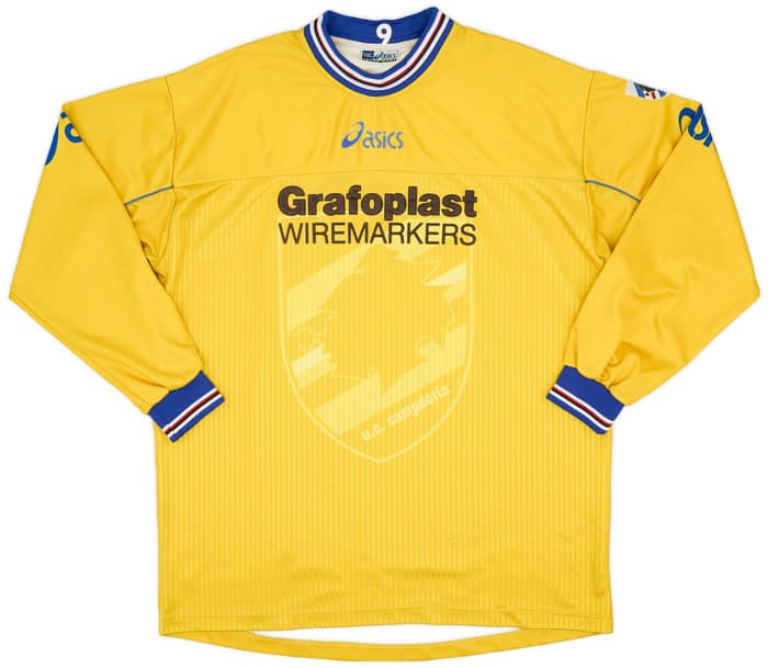2001-02 Sampdoria Player Issue Asics Training L/S Shirt #9 - 8/10 - (XL)