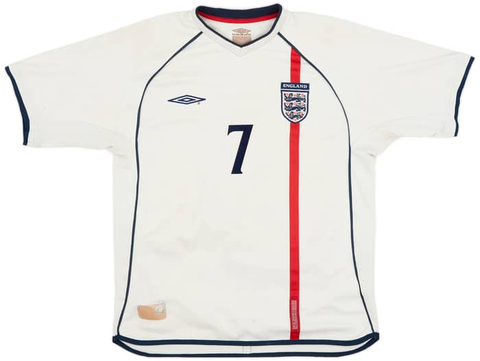 2001-03 England Home Shirt Beckham #7 - 5/10 - (L)