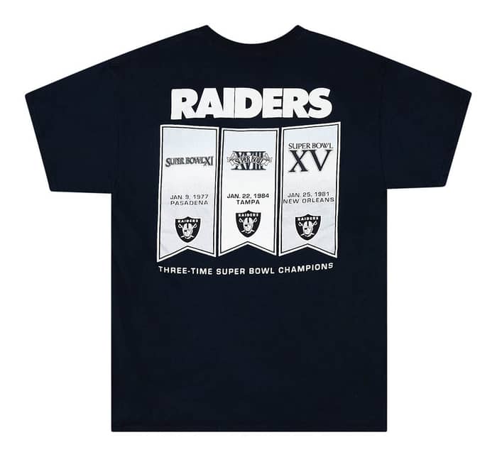 2010s Oakland Raiders Three-Time Super Bowl Champions Graphic Tee L