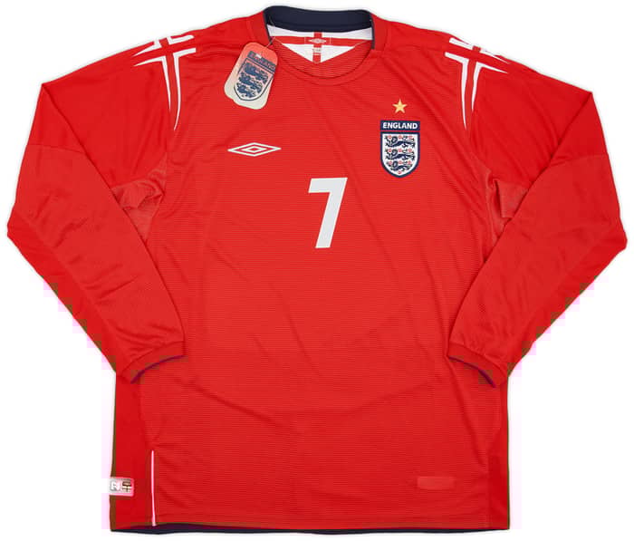 2004-06 England Away L/S Shirt Beckham #7 (XL)