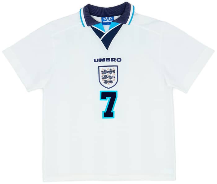 1995-97 England Home Shirt Beckham #7 - 9/10 - (M)