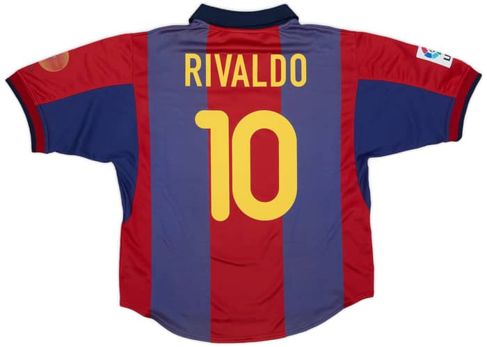 2000-01 Barcelona Home Shirt Rivaldo #10 - 7/10 - (L)