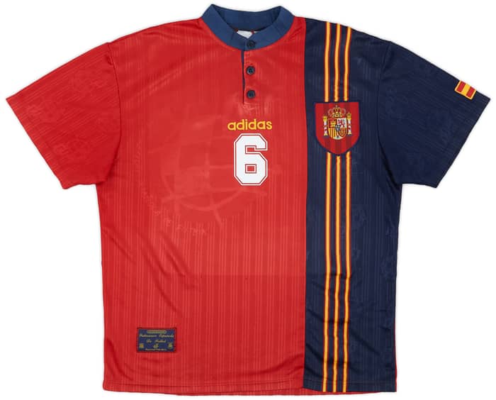 1996-98 Spain Home Shirt R.Hierro #6 - 9/10 - (XL)