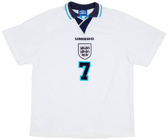 1995-97 England Home Shirt Beckham #7 - 8/10 - (XL)