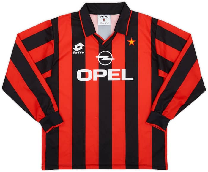 1994-95 AC Milan Home L/S Shirt - 9/10 - (XL.Boys)