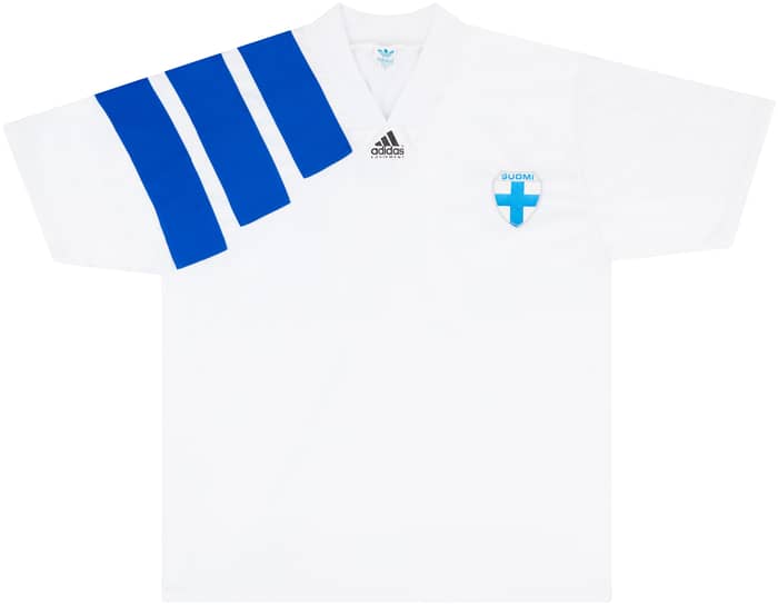 1995 Finland Match Worn Home Shirt #4 (Holmgren) v Scotland