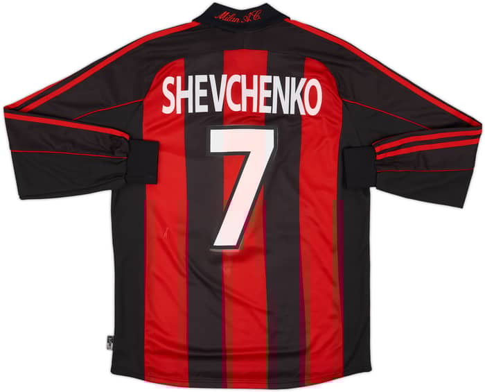 2000-02 AC Milan Home L/S Shirt Shevchenko #7 - 6/10 - (M)
