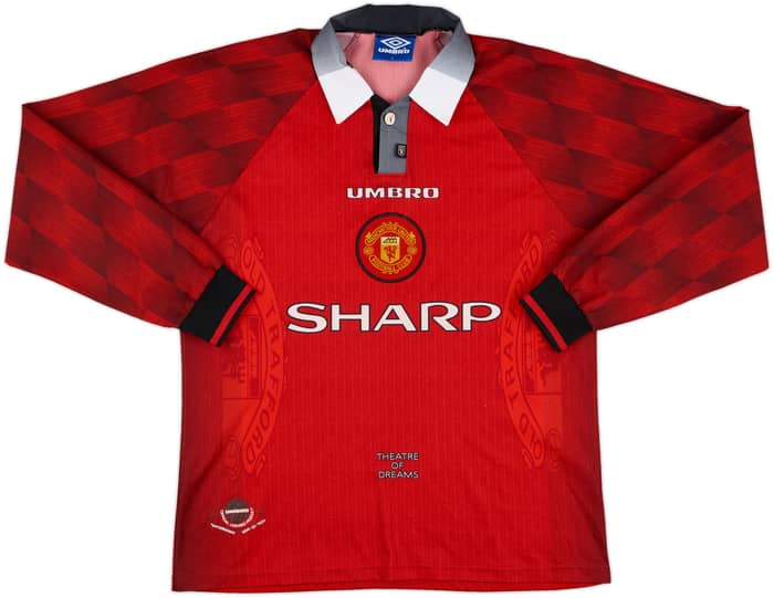 1996-98 Manchester United Home L/S Shirt Cantona #7 - 8/10 - (L)