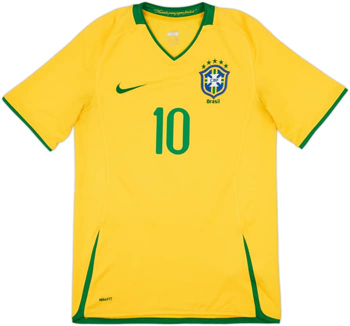 2008-10 Brazil Home Shirt Ronaldinho #10 - 8/10 - (S)