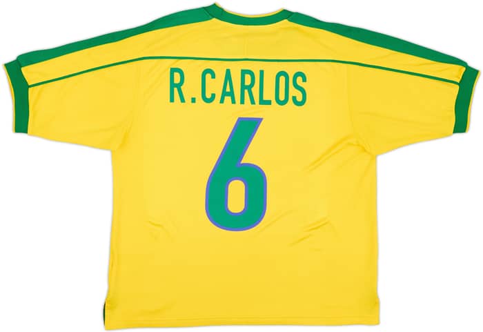 1998-00 Brazil Home Shirt R.Carlos #6 - 8/10 - (M)
