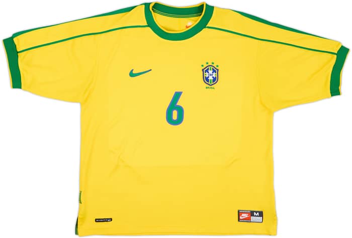 1998-00 Brazil Home Shirt R.Carlos #6 - 8/10 - (M)
